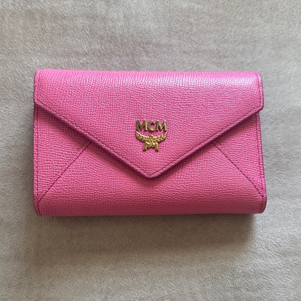 MCM Pink Envelope Trifold Wallet